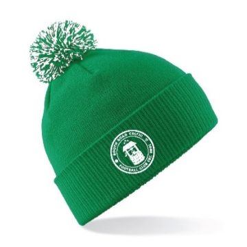BEANIE BOBBLE HAT GREEN WHITE WITH BOOTH ROAD CELTIC CREST
