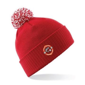RED BOBBLE HAT WITH LEIXLIP UTD CREST