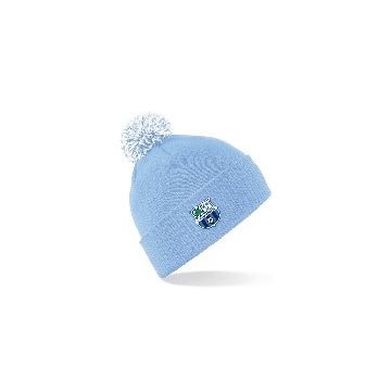 LIGHT BLUE BOBBLE HAT WITH ST PAULS FC CREST